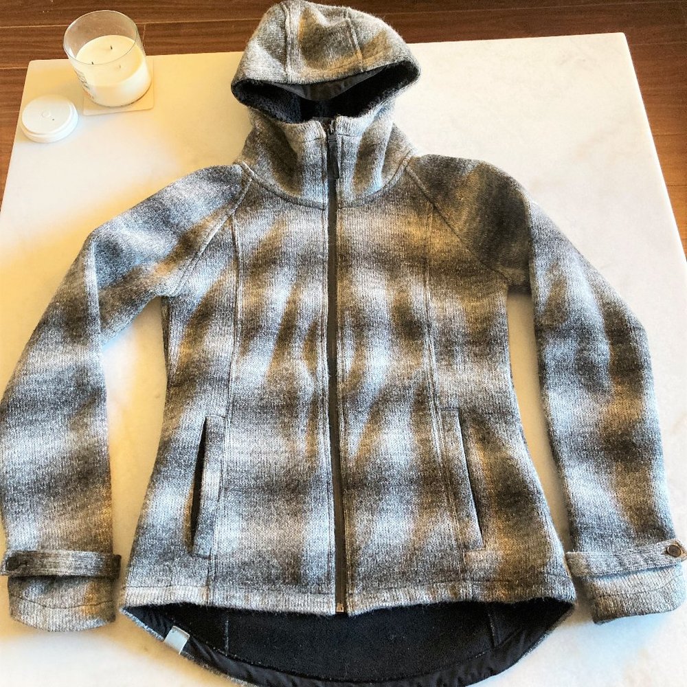 Bench hooded softshell striped jacket with teddy lined hood, seam sealed zipper